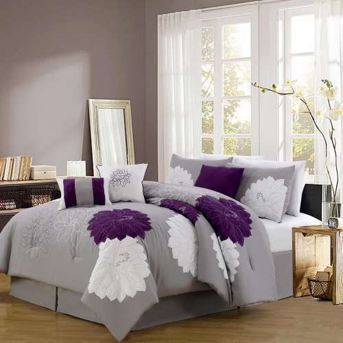 7 Piece Modern Embroidered Comforter Set