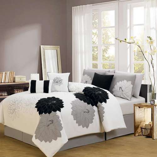 7 Piece Modern Embroidered Comforter Set